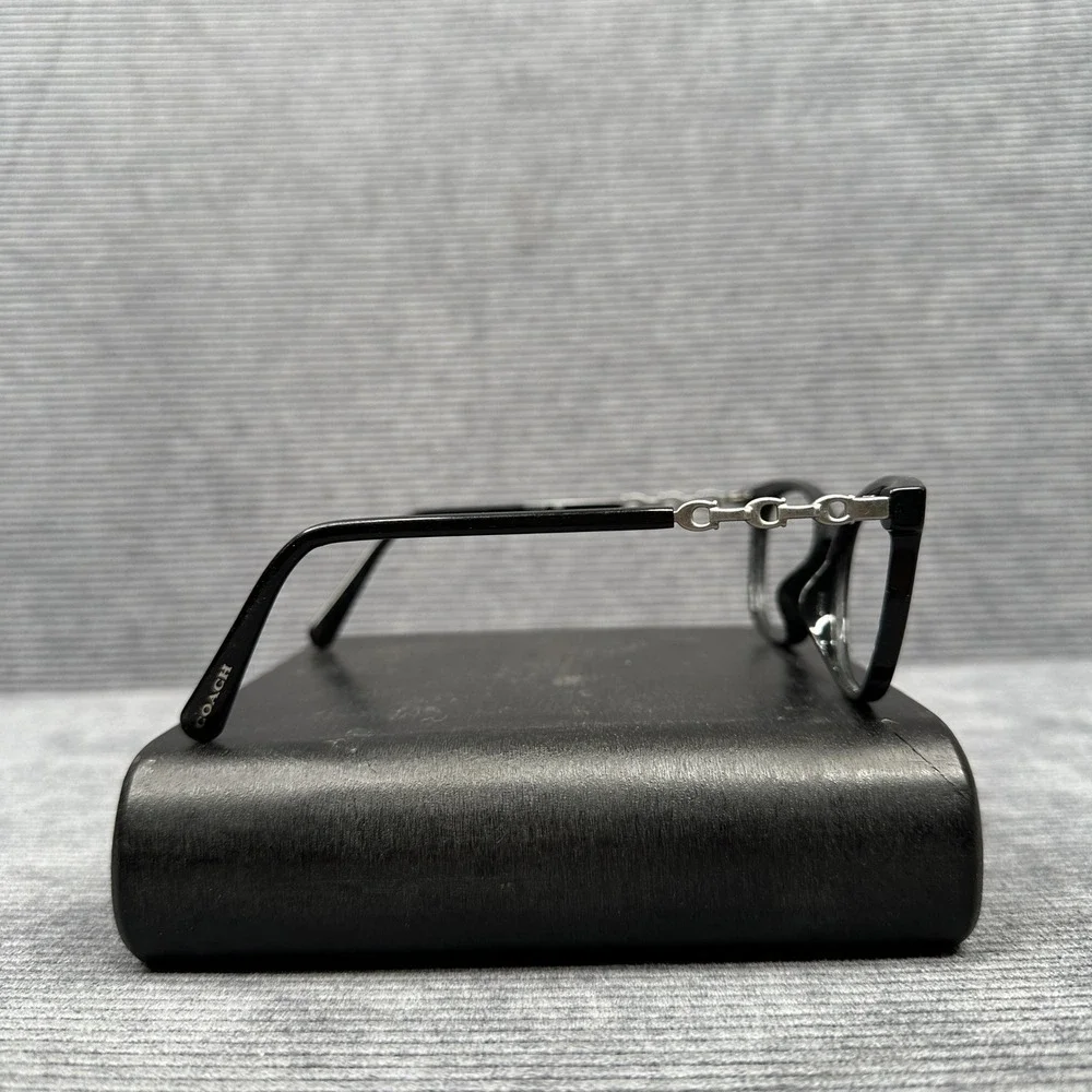 Coach HC 6127U Black Cat Eye Y2K Eyeglasses Silver Chain Link Frames 53-17-140